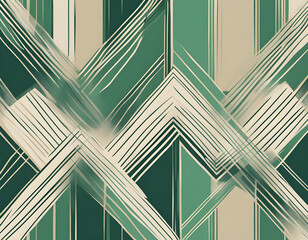 Bohemian abstract lines artwork in two tone colors green and beige vector background