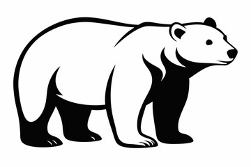 polar bear line art silhouette vector illustration