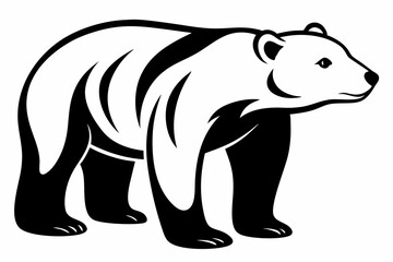 polar bear line art silhouette vector illustration