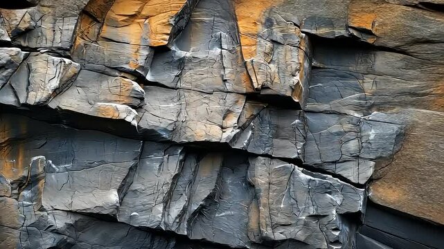 Dark Grey and Orange Rock Face Texture