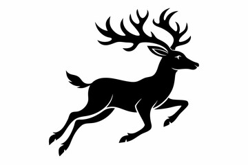 reindeer flying line art silhouette vector illustration