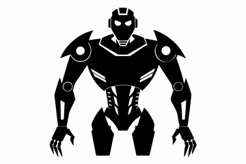 robot cyborg line art silhouette vector illustration