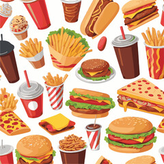 food, meal, restaurant, fast, burger, snack, dinner, hamburger, meat, isolated, lunch, menu, tasty, cheeseburger, fast food, delicious, fastfood, sandwich, set, drink, unhealthy, vector, pizza, eat, b