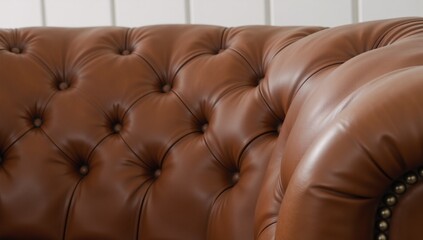 Obraz premium Detailed shot of high-quality tufted leather upholstery