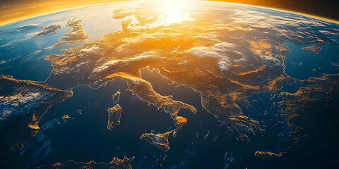 Obraz premium Sunrise Earth 3D Render