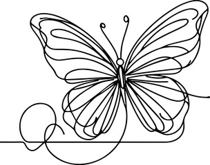 Butterfly in One continuous line drawing