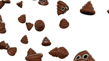 pile of poo emojis isolated on white background