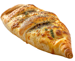 A Delicious Calzone, Freshly Baked And Isolated On A White Background