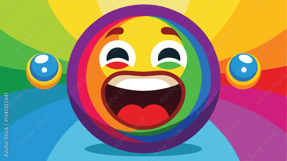 Poster colorful vector illustration of smiling emoticons expressing joy in a cheerful arrangement with vibr