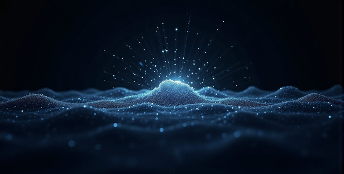 Ethereal Ocean Waves with Light Particles