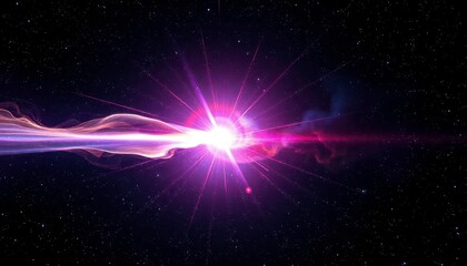 Fototapeta premium A vibrant, supersonic streak of light explodes across a dark, star-dusted nebula, astral, cosmic