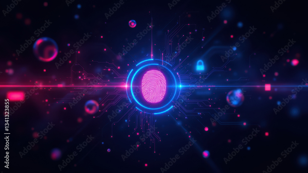Aufkleber cybersecurity icon with a neural network theme.
