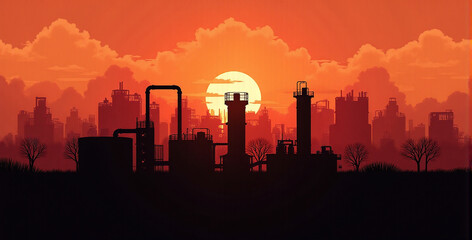 Industrial Skyline at Sunset