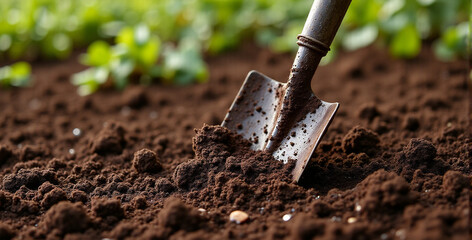 Gardening Tools in Healthy Soil