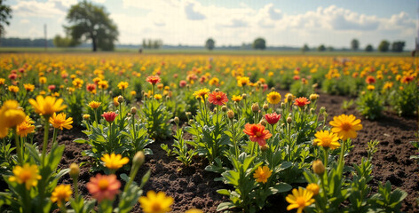 Obraz premium Vibrant Flower Field in Bloom