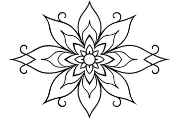 abstract floral ornament line art silhouette vector illustration