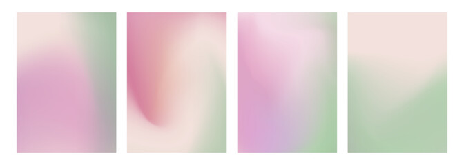 Fototapeta premium Spring theme defocused backgrounds with blurred color gradients. Set of graphic templates for creative Springtime season design. Vector illustration.