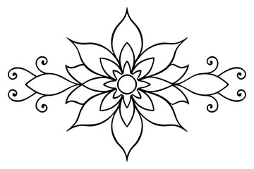 abstract floral ornament line art silhouette vector illustration