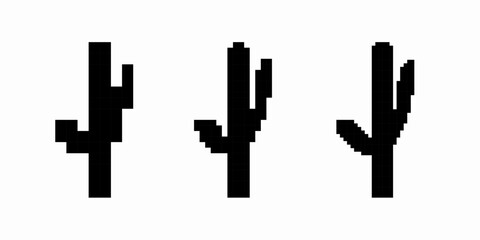 Three pixelated cactus plants with varying shapes and heights show digital abstract art simplicity. © Богдан Скрипник