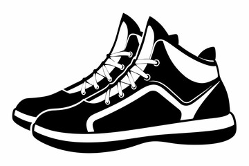 basketball shoes line art silhouette vector illustration