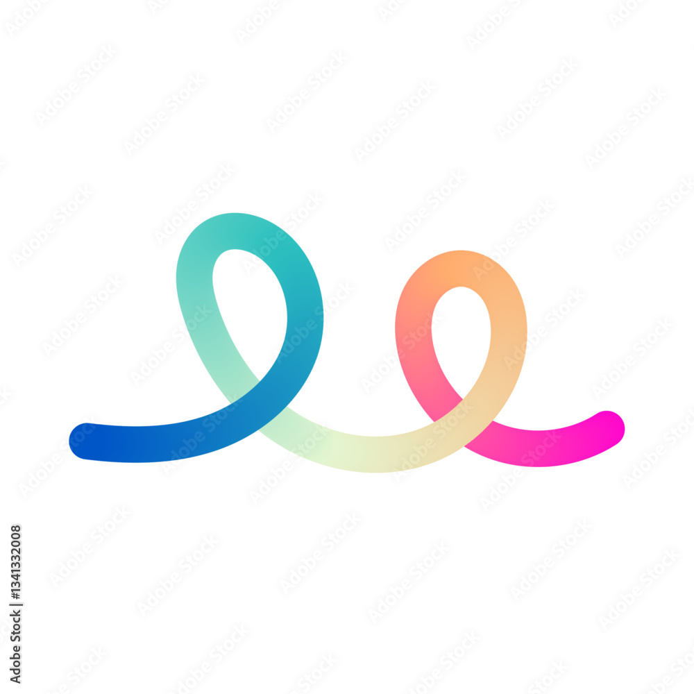 Poster colorful wavy gradient lines with fluid ribbon shapes, dynamic rainbow spiral pattern