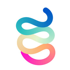 Abstract wavy line pattern with colorful gradient shapes, 3D fluid wave design. Modern geometric and organic elements. Flat vector illustration isolated on white background.