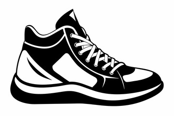 basketball shoes line art silhouette vector illustration