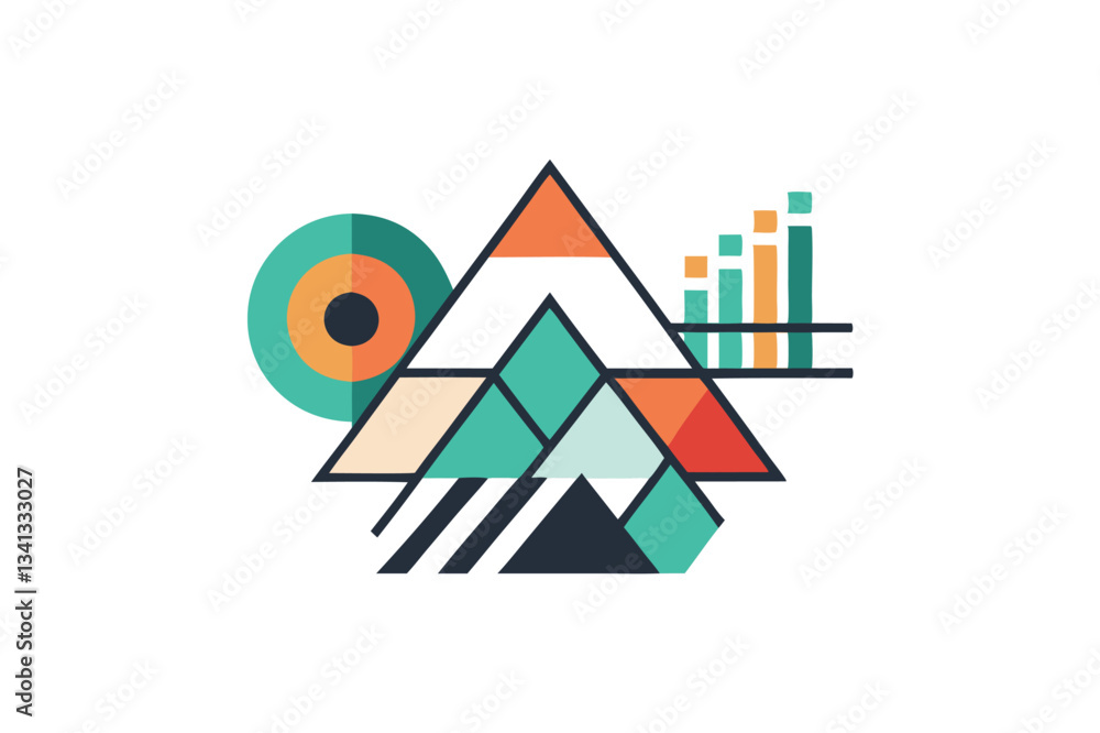 Poster abstract geometric vector illustration displaying various shapes and patterns in a modern design, su