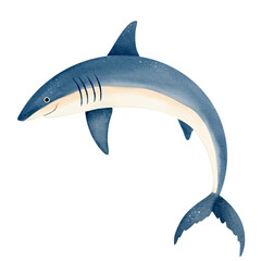 Cute watercolor fish. Hand drawn underwater character. Marine animals. Inhabitant of the ocean