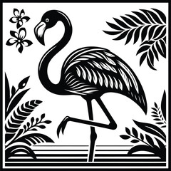 Flamingo Silhouette Art Print, Minimal and Elegant Tropical Bird Design