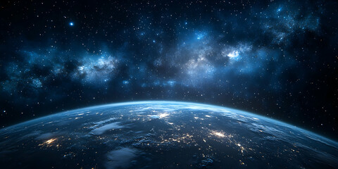 Earth From Space Night Illustration