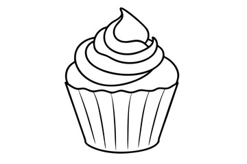cupcake line art silhouette vector illustration
