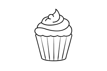 cupcake line art silhouette vector illustration