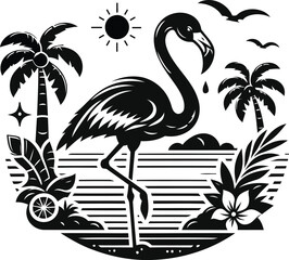 Black Flamingo Silhouette, High-Quality Digital Print for Wall Art