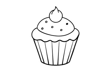 cupcake line art silhouette vector illustration