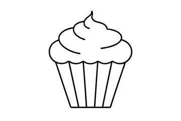 cupcake line art silhouette vector illustration