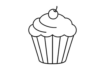 cupcake line art silhouette vector illustration