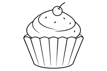 cupcake line art silhouette vector illustration