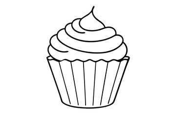cupcake line art silhouette vector illustration