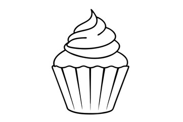 cupcake line art silhouette vector illustration