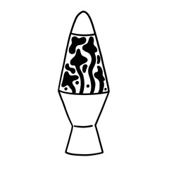 Doodle Lava Lamp with Magma Mushroom. Groovy Y2K 90s Home Living Interior Decor. Vector Illustration