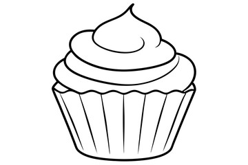 cupcake line art silhouette vector illustration