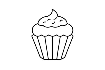 cupcake line art silhouette vector illustration