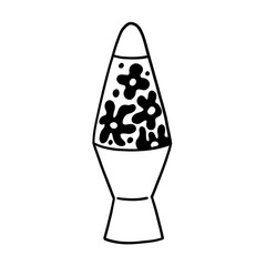 Doodle Lava Lamp with Magma Matisse Flower. Groovy Y2K 90s Home Living Interior Decor. Vector Illustration