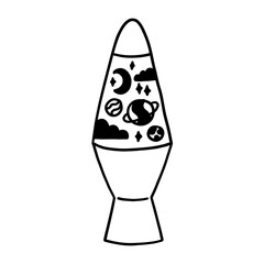 Doodle Lava Lamp with Magma Space Planet. Groovy Y2K 90s Home Living Interior Decor. Vector Illustration