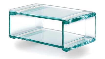 Modern Glass Coffee Table Transparent Teal Rectangular Design Two Shelves Contemporary Furniture