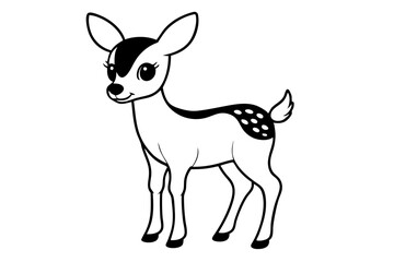 cute deer line art silhouette vector illustration