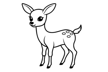 cute deer line art silhouette vector illustration