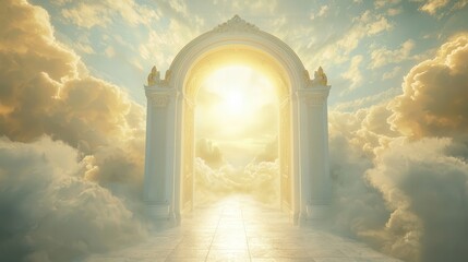 Majestic archway of dreams: a gateway to new beginnings and spiritual journeys, perfect for themes of hope, faith, and the afterlife.