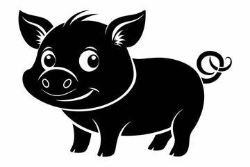 cute pig line art silhouette vector illustration